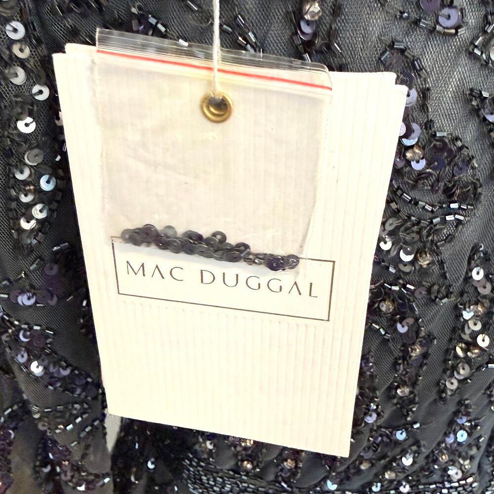 Mac Duggal 5124 Beaded Long Sleeve Evening Gown In Charcoal Size 8 New - Picture 13 of 16